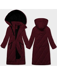 Dlouhá dámská zimní bunda ve vínové bordó barvě model 21469323 - J.STYLE