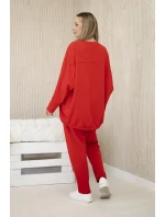 Oversize bavlněný komplet teplákové + kalhoty červený Oversize bavlněný komplet teplákové + kalhoty červený