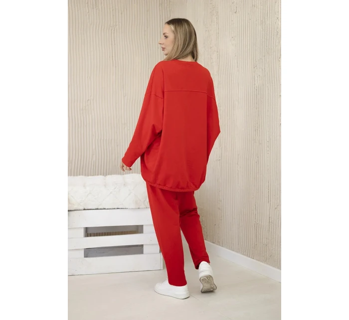 Oversize bavlněný komplet teplákové + kalhoty červený Oversize bavlněný komplet teplákové + kalhoty červený