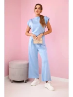 Komplet asymetrická halenka + kalhoty modrý Komplet asymetrická halenka + kalhoty modrý