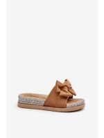 Damskie Klapki Na Platformie Z Kokardą Camel Aflia Damskie Klapki Na Platformie Z Kokardą Camel Aflia