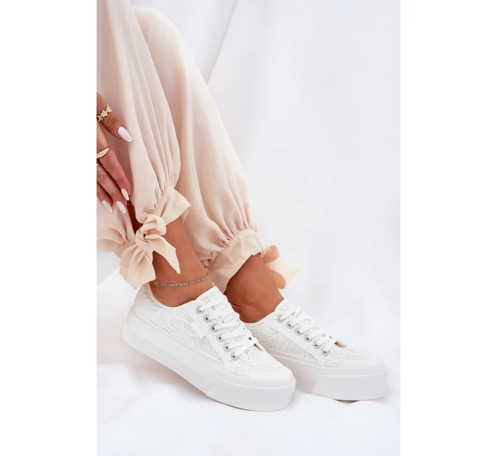 Dámské Krajkové Tenisky Big Star model 21690706 Bílé - Big Star Shoes Dámské Krajkové Tenisky Big Star model 21690706 Bílé - Big Star Shoes