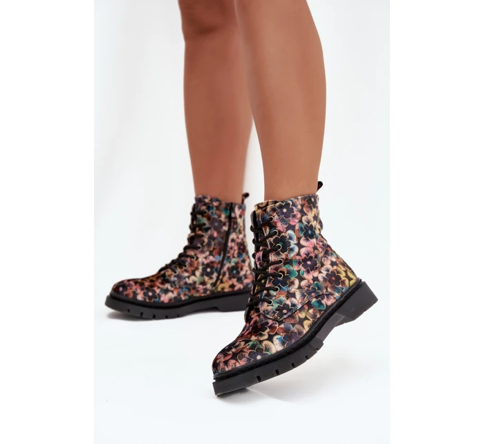Dámské zimní kotníkové boty květinové model 21712487 - Artiker Dámské zimní kotníkové boty květinové model 21712487 - Artiker