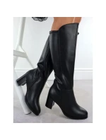 Dámske čierne kožené čižmy na podpätku Sergio Leone KZ25224-S