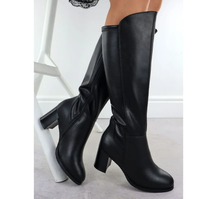 Dámske čierne kožené čižmy na podpätku Sergio Leone KZ25224-S