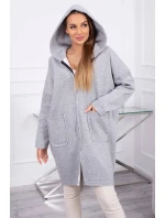 Zateplená mikina s dlhším chrbtom šedá