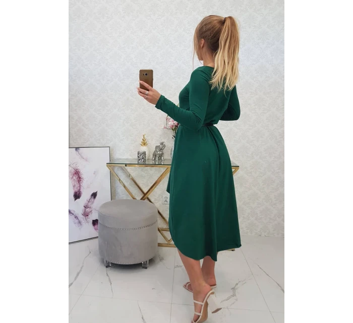 Šaty s ozdobným pásikom a nápisom tmavo zelené Šaty s ozdobným pásikom a nápisom tmavo zelené