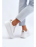 Dámské kožené tenisky na platformě model 21649096 bílé - CheBello