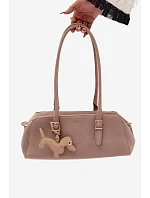 Kabelka z imitace semiše s přívěskem béžová model 22111592 - Flora&Co