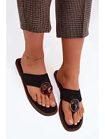 Dámské ploché žabky Černé Eko semiš model 22125642 - Boto