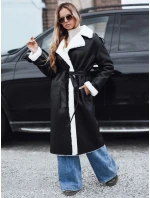 Dámský zimní kabát dlouhý černý kožený Dstreet model 21990796 - FashionStreet