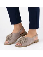 Dámske ploché sandále s flitrami khaki Potocki 43349