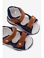 Kožené semišové sandály pro  tmavě modré a hnědé model 22147484 - Bartek S.A.