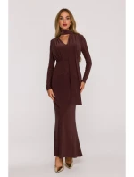 Šaty s řasením a  hnědé model 21479362 - Moe