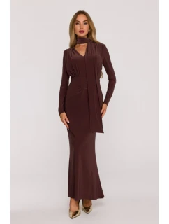 Šaty s řasením a  hnědé model 21479362 - Moe