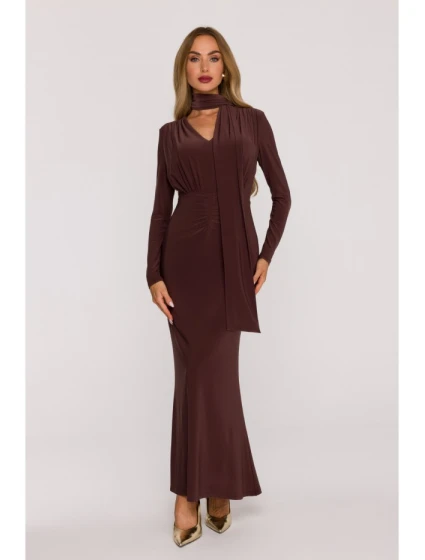 Šaty s řasením a  hnědé model 21479362 - Moe