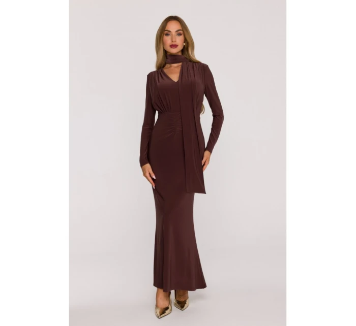 Šaty s řasením a  hnědé model 21479362 - Moe