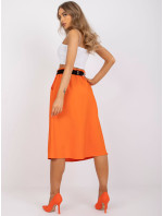 Oranžová elegantná trapézová sukňa