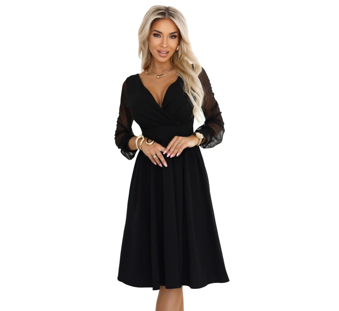 Elegantní midi šaty model 21961131 černé - numoco