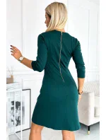 420-5 MARY Šaty so zlatými zámkami - BOTTLE GREEN