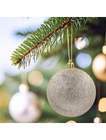 DEKORATÍVNE PLASTOVÉ OZDOBY BEZPEČNÉ 6KS 80MM ŠAMPANSKÉ