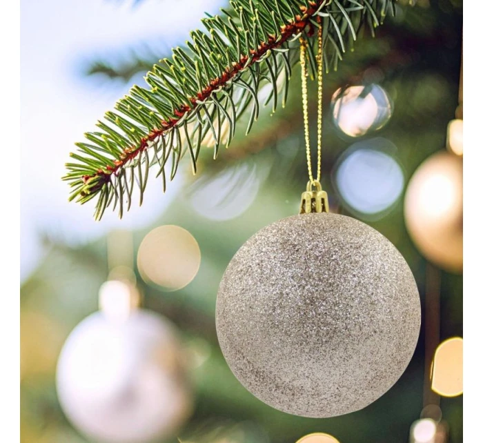 DEKORATÍVNE PLASTOVÉ OZDOBY BEZPEČNÉ 6KS 80MM ŠAMPANSKÉ