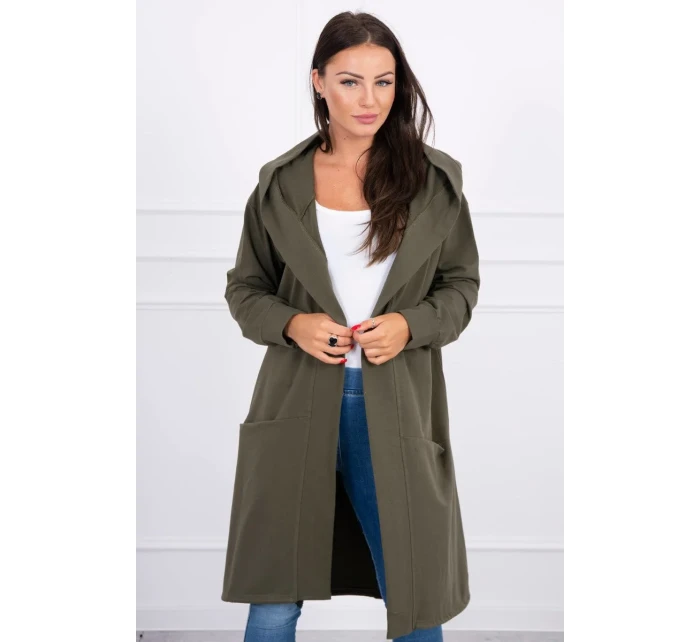 Kaki bunda s kapucňou nadmernej veľkosti