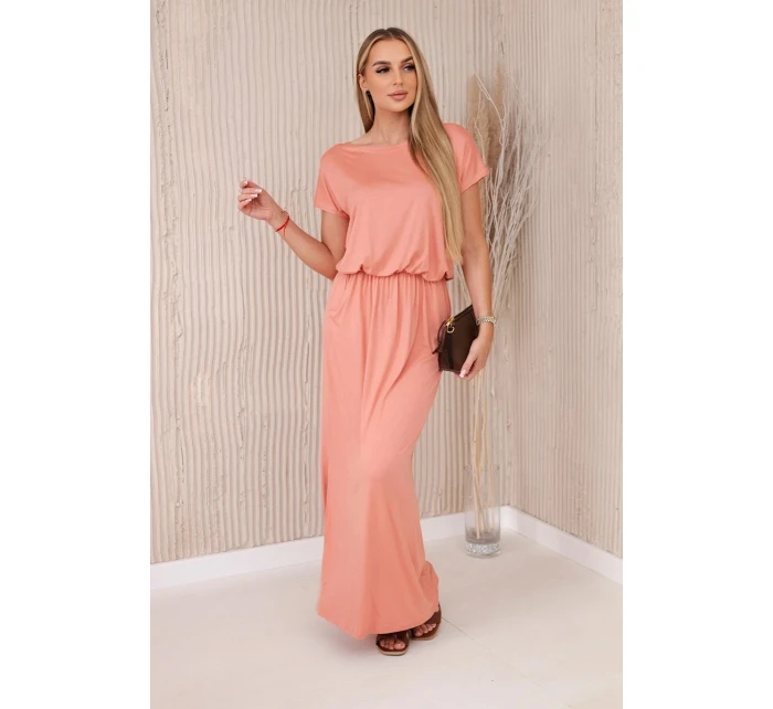 Viskózové šaty s vreckami tmavo marhuľová Viskózové šaty s vreckami tmavo marhuľová