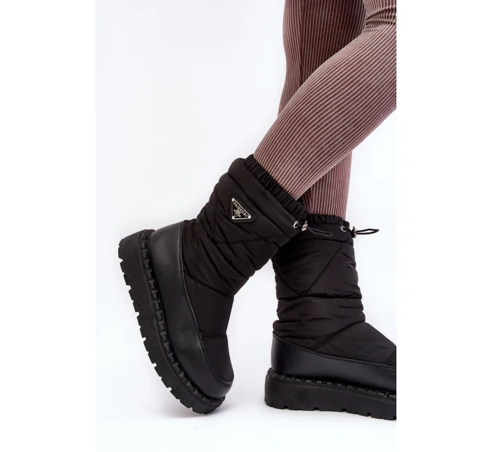 Śniegowce Damskie Na Grubej Podeszwie Czarne Lureta Śniegowce Damskie Na Grubej Podeszwie Czarne Lureta