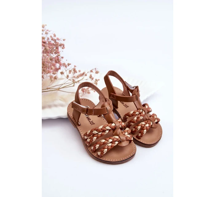 Dětské sandály na suchý zip s pruhy Hněde Sammy