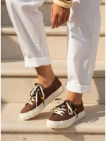 Dámske tenisky s ozdobnými korálkami cappuccino FashionStreet ZY1404