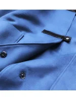 Svetlomodrý krátky dámsky kabát s kapucňou (gsq2311)