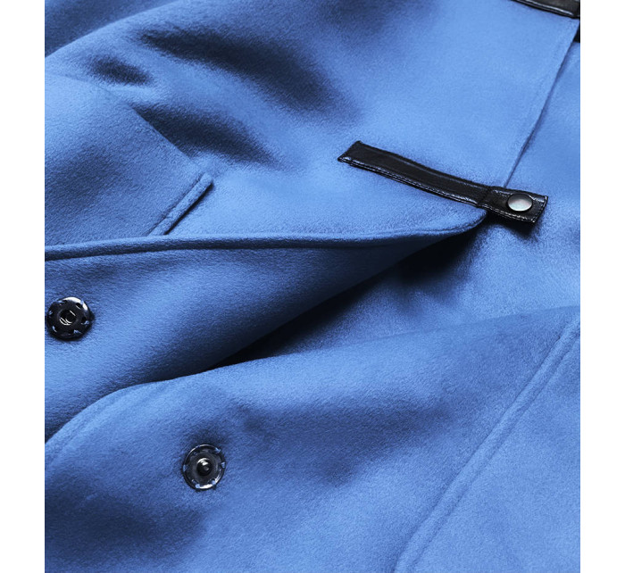 Svetlomodrý krátky dámsky kabát s kapucňou (GSQ2311)