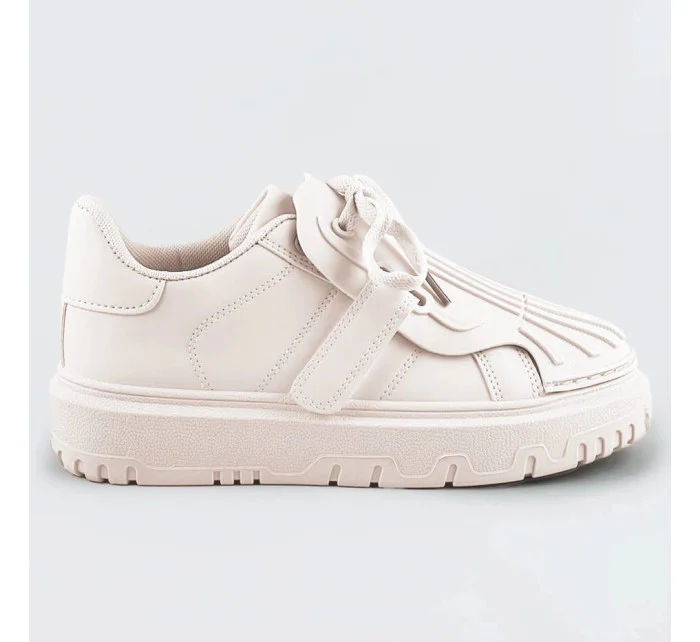 Béžové dámske športové topánky so zakrytým šnurovaním (RA2049)