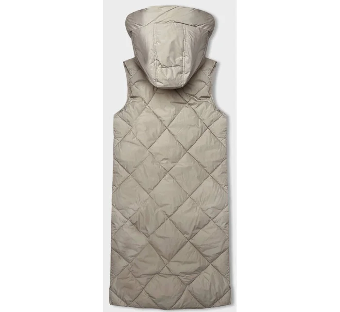 Svetlo béžová dlhá dámska oversize vesta (5M3165-62)