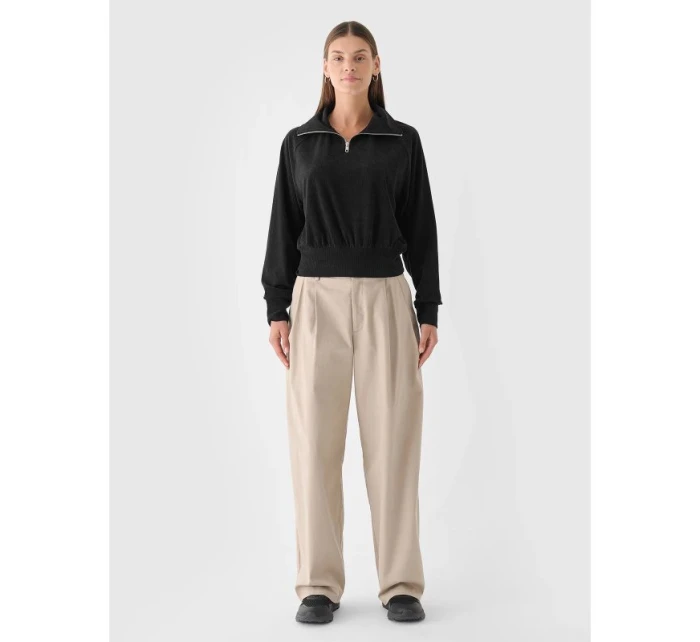 Dámska velúrová mikina 4F 4FRAW24TSWSF2054-20S bez kapucne