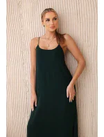 Dlhé šaty bez ramienok tmavozelené