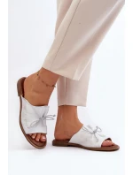 Kožené dámské žabky model 21646105 stříbrné - Zazoo