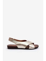 Zazoo 40407 Sandały Skórzane Damskie Złote