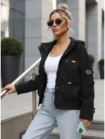 Dámska prechodná bunda s kapucňou a vreckami čierna FashionStreet TY5636