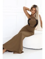 Dlouhé šaty ve tvaru mořské s černou krajkou a síťovinou model 21241688 - kocula