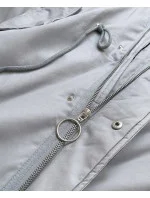 Dámska zimná bavlnená bunda s prírodným perím sivá (7085)