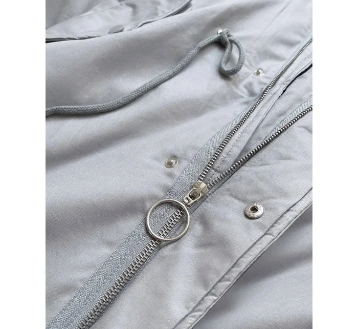 Dámska zimná bavlnená bunda s prírodným perím sivá (7085)