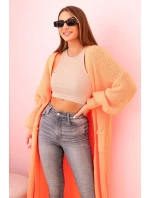 Dlouhý svetr kardigan neonově oranžový