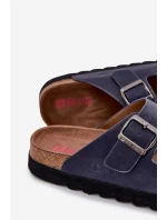 Lekkie Klapki Męskie Z Klamrami Eko Skóra Big Star NN174530 Granatowe Lekkie Klapki Męskie Z Klamrami Eko Skóra Big Star NN174530 Granatowe