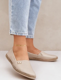 Elegantní Kožené Espadrilky Dámské Béžové model 21684033 - Zazoo