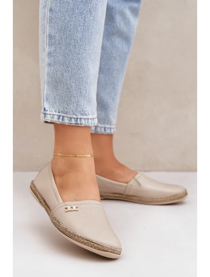 Elegantní Kožené Espadrilky Dámské Béžové model 21684033 - Zazoo