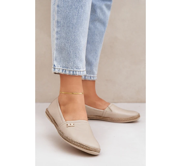 Elegantní Kožené Espadrilky Dámské Béžové model 21684033 - Zazoo