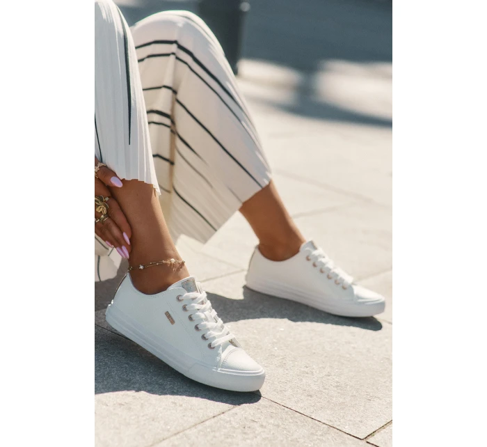 Trampki Damskie Z Eko Skóry Big Star RR274748 Białe Trampki Damskie Z Eko Skóry Big Star RR274748 Białe