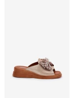 Dámské Pantofle Na Klínu S Mašlí Zlaté model 21692807 - Boto Dámské Pantofle Na Klínu S Mašlí Zlaté model 21692807 - Boto